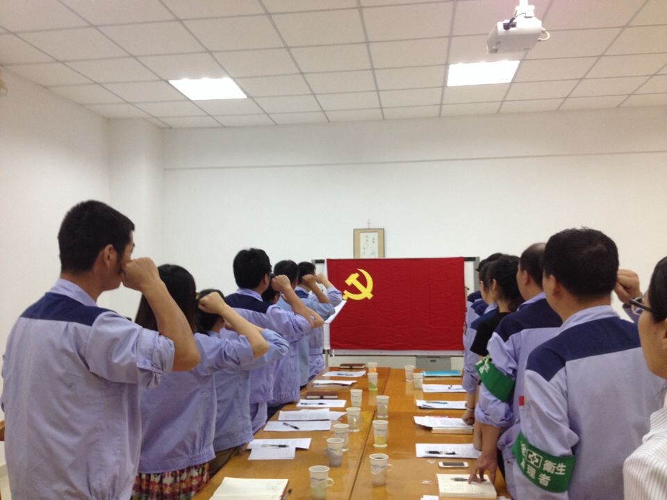 24浙江川電鋼板有限公司黨員召開組織生活會(huì)重溫入黨誓詞.jpg