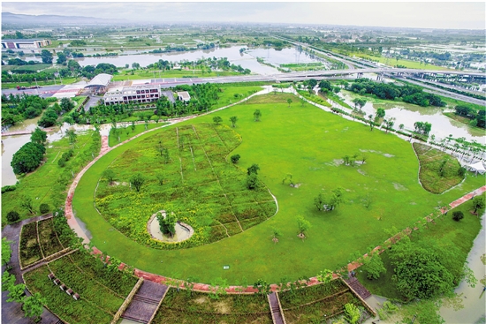 長(zhǎng)興縣三河灣公園景觀怡人。幾年前，這里還是一片老住宅區(qū)。經(jīng)過(guò)約一年的建設(shè)，如今這里已成為城市生態(tài)公園。 譚云俸 楊赟偉 攝.jpg